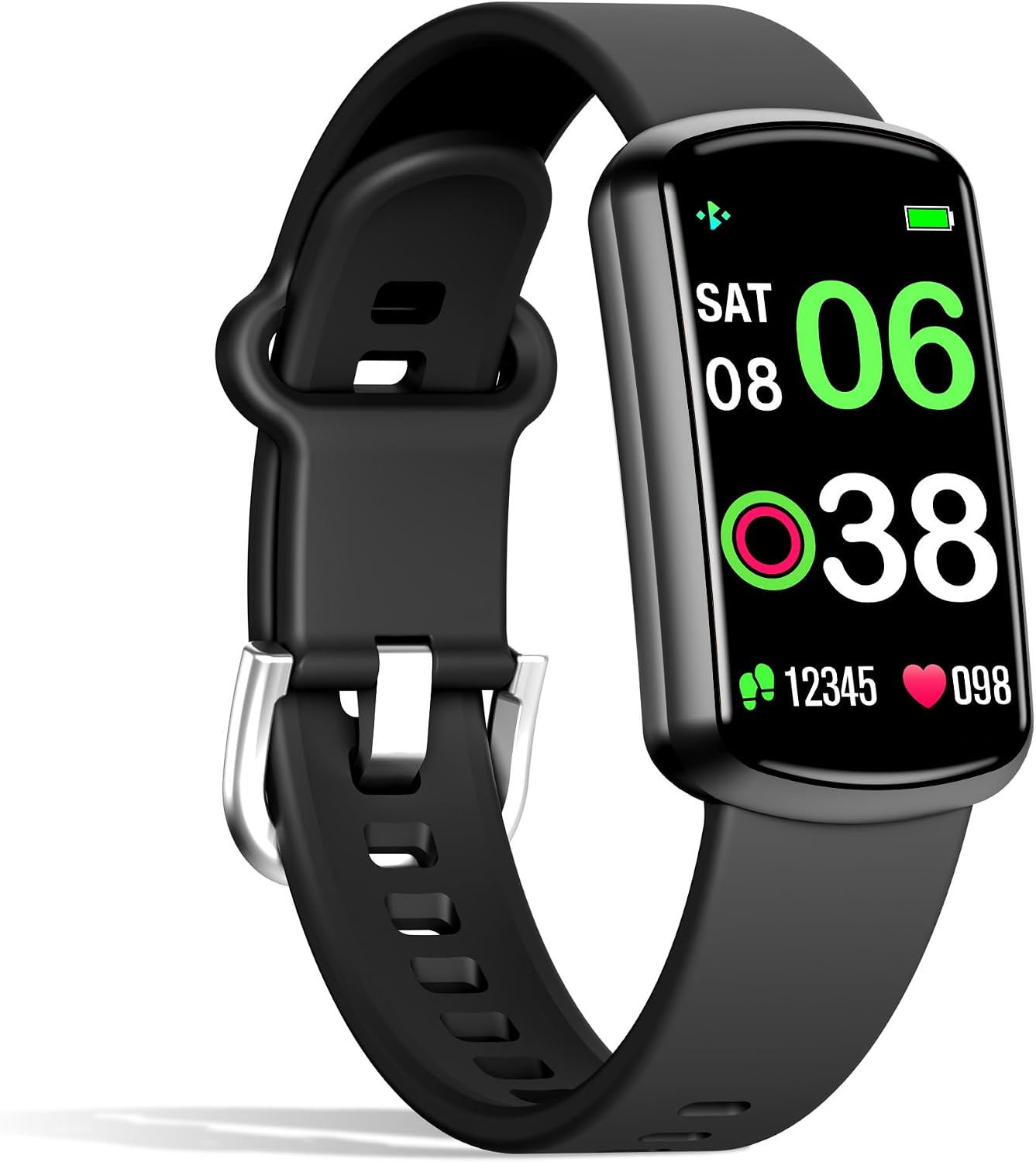 Health Fitness Tracker, Smart Watch with 24/7 Heart Rate, Activity Tracker with Blood Pressure and Blood Oxy-gen Monitor, 120 Sport Mode Waterproof Sleep Tracker for Women Men (Black)