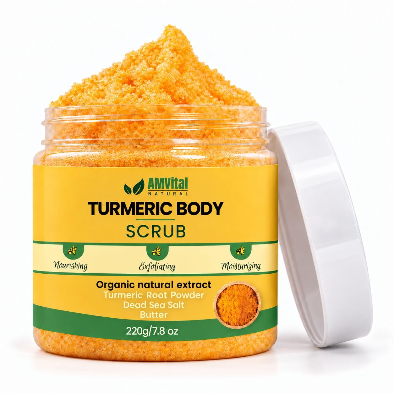 Turmeric Body Scrub, Face & Body Exfoliating Scrub, 7.8 oz