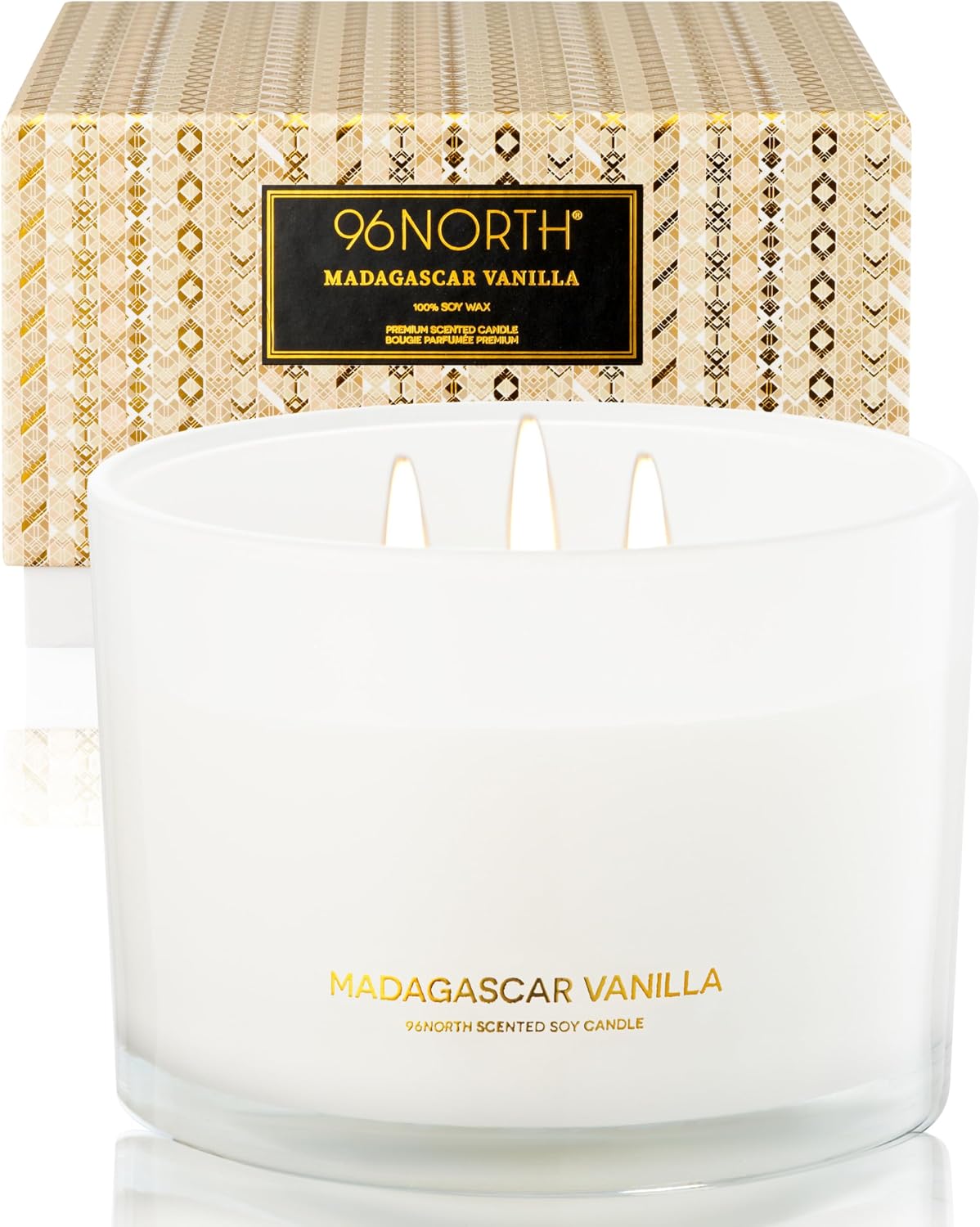 Luxury Vanilla Soy Candles | Large 3 Wick Jar Candle | Up to 50 Hours Burning Time | 100% Natural Soy Wax | Relaxing Aromatherapy Aesthetic Candle | Housewarming Gift for Men and Women